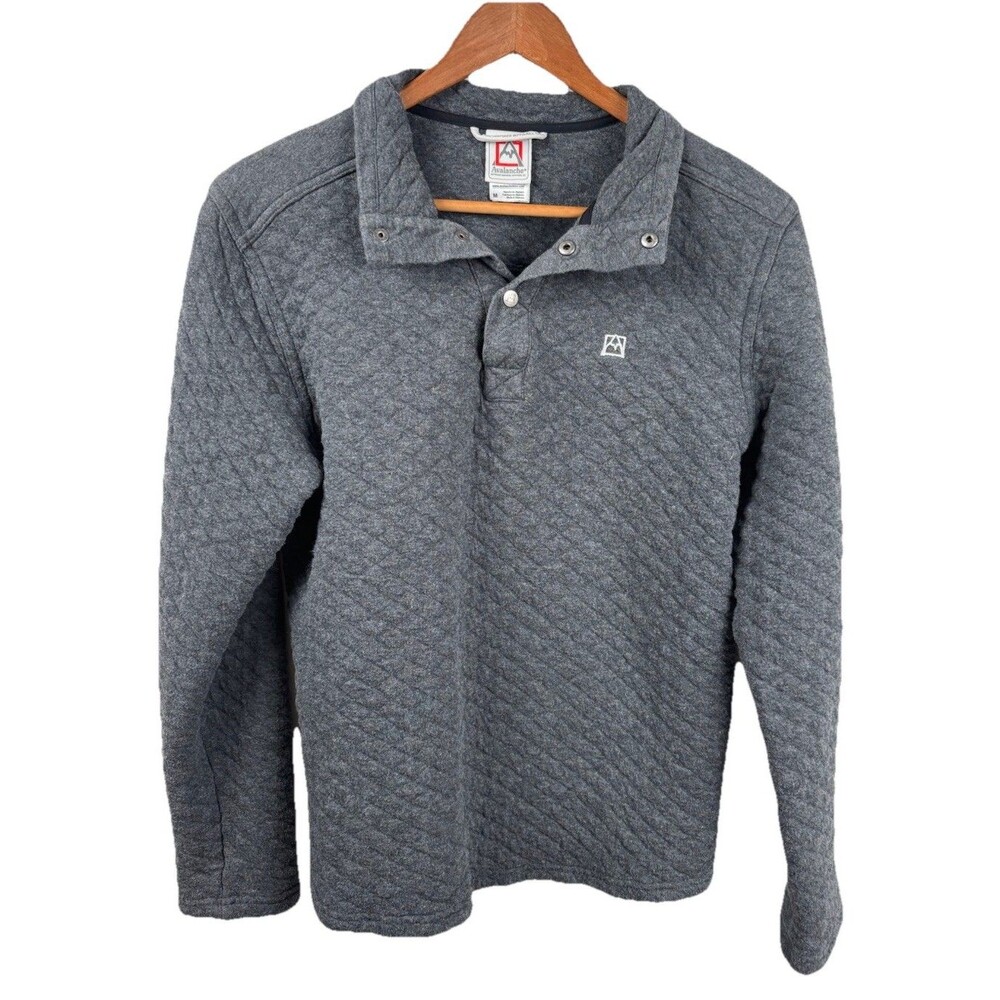 Avalanche Outdoor Supply 1/4 Snap Pullover Gray Waffle Sweater Mens Size Medium